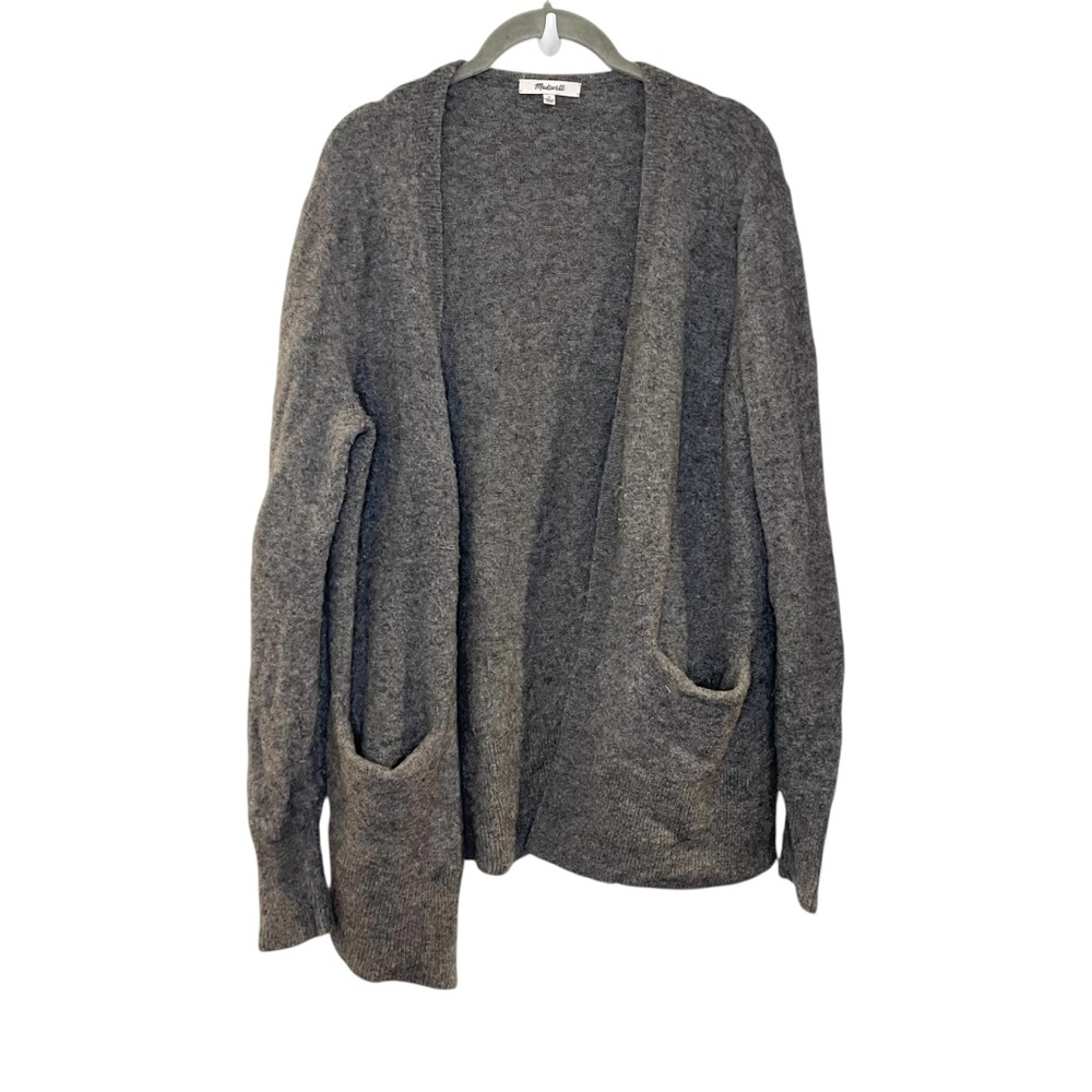 $98 Madewell Cozy Walker Grey Cardigan Merino Wool Alpaca Soft Open *FLAWED S